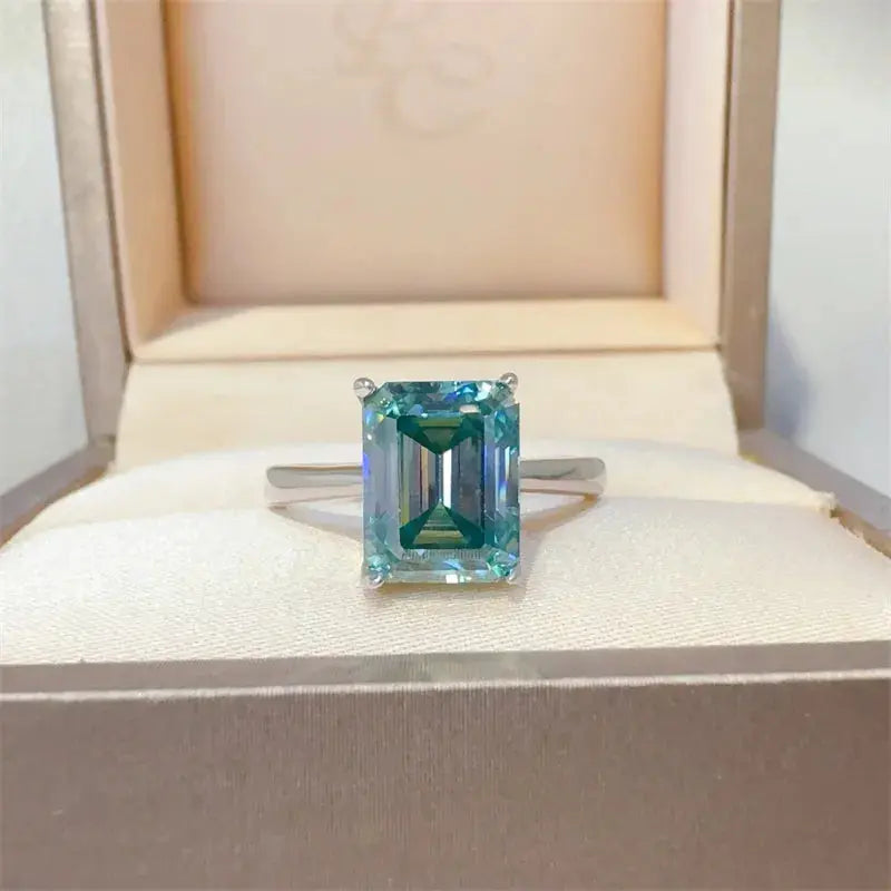 2 Carat 925 Sterling Silver Rectangle Shape Moissanite Ring - SmileBen
