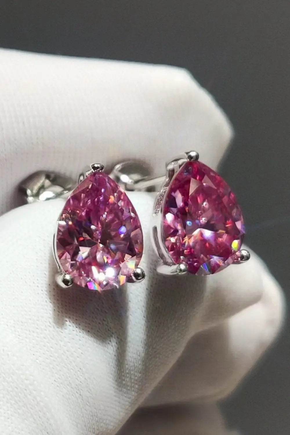 2 Carat Teardrop Moissanite Platinum-Plated Stud Earrings - SmileBen