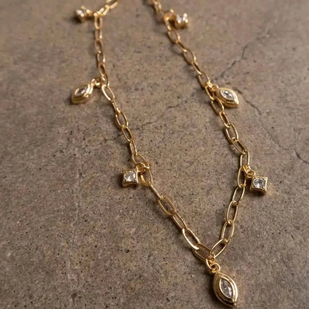 18K Gold-Plated Copper Inlaid Zircon Necklace