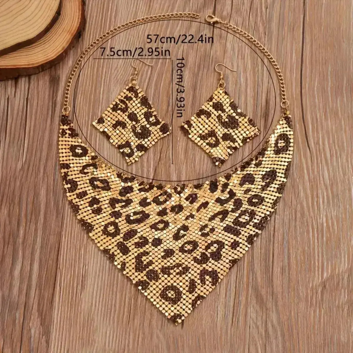 Leopard Necklace and Earrings Jewelry Set - SmileBen