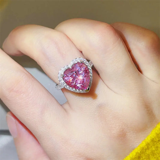 5 Carat Moissanite 925 Sterling Silver Heart Ring - SmileBen