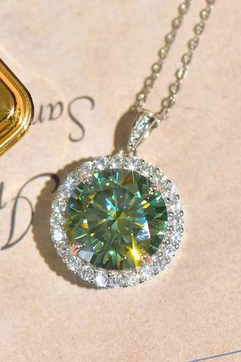 10 Carat Moissanite Pendant Platinum-Plated Necklace - SmileBen