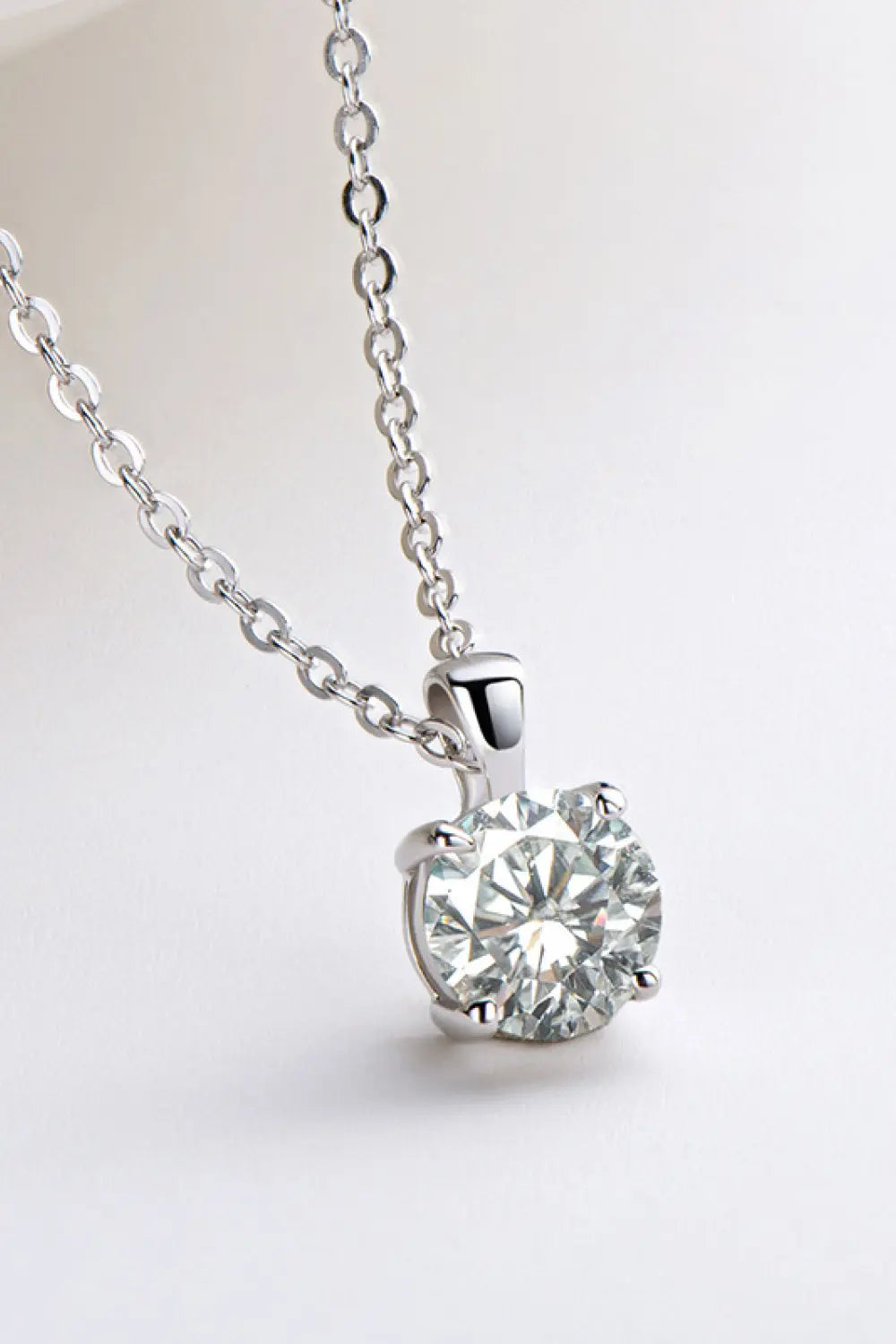 925 Sterling Silver 1 Carat Moissanite Chain-Link Necklace - SmileBen