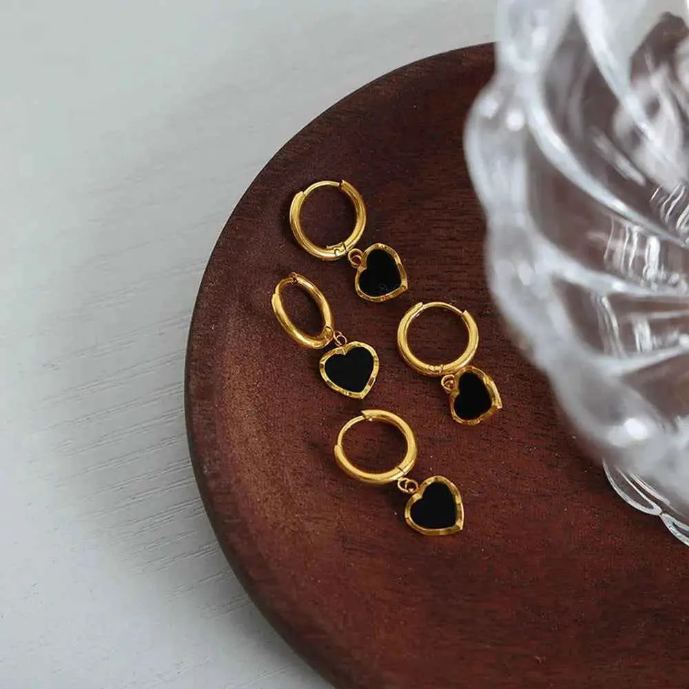 18K Gold-Plated Heart Drop Earrings - SmileBen