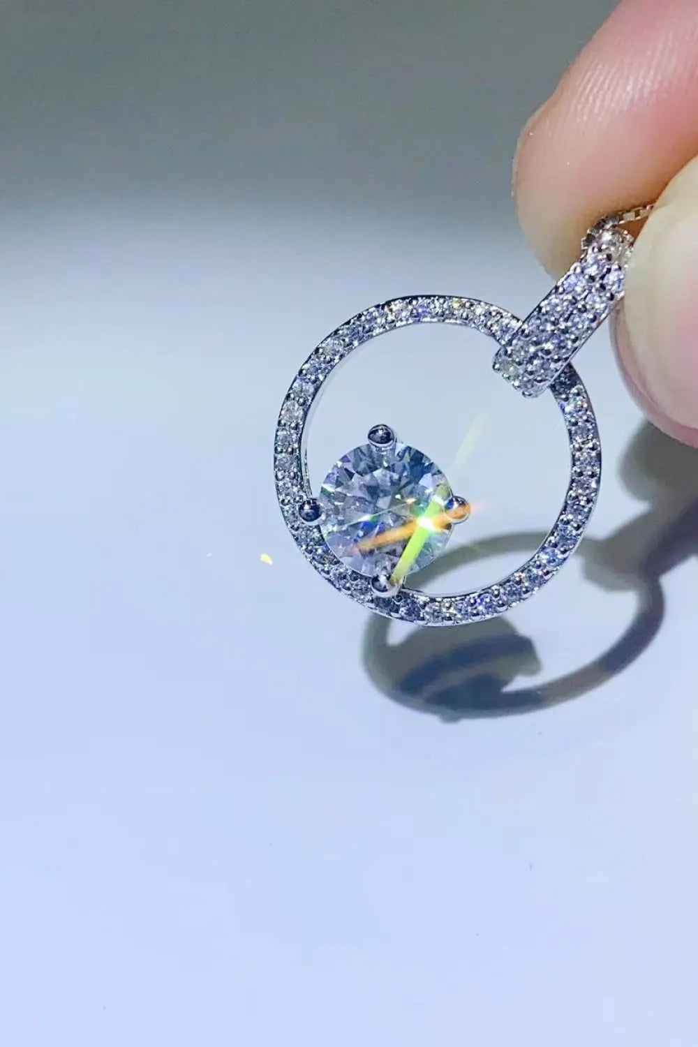 1 Carat Moissanite 925 Sterling Silver Necklace - SmileBen