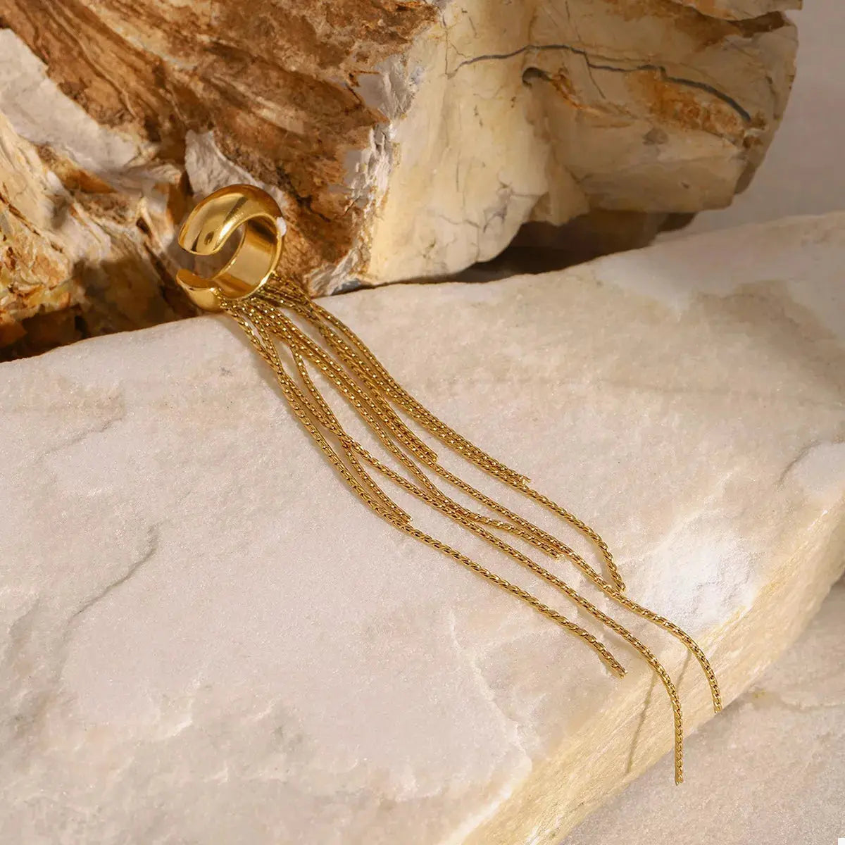 18K Gold-Plated Chain Fringe Earrings - SmileBen