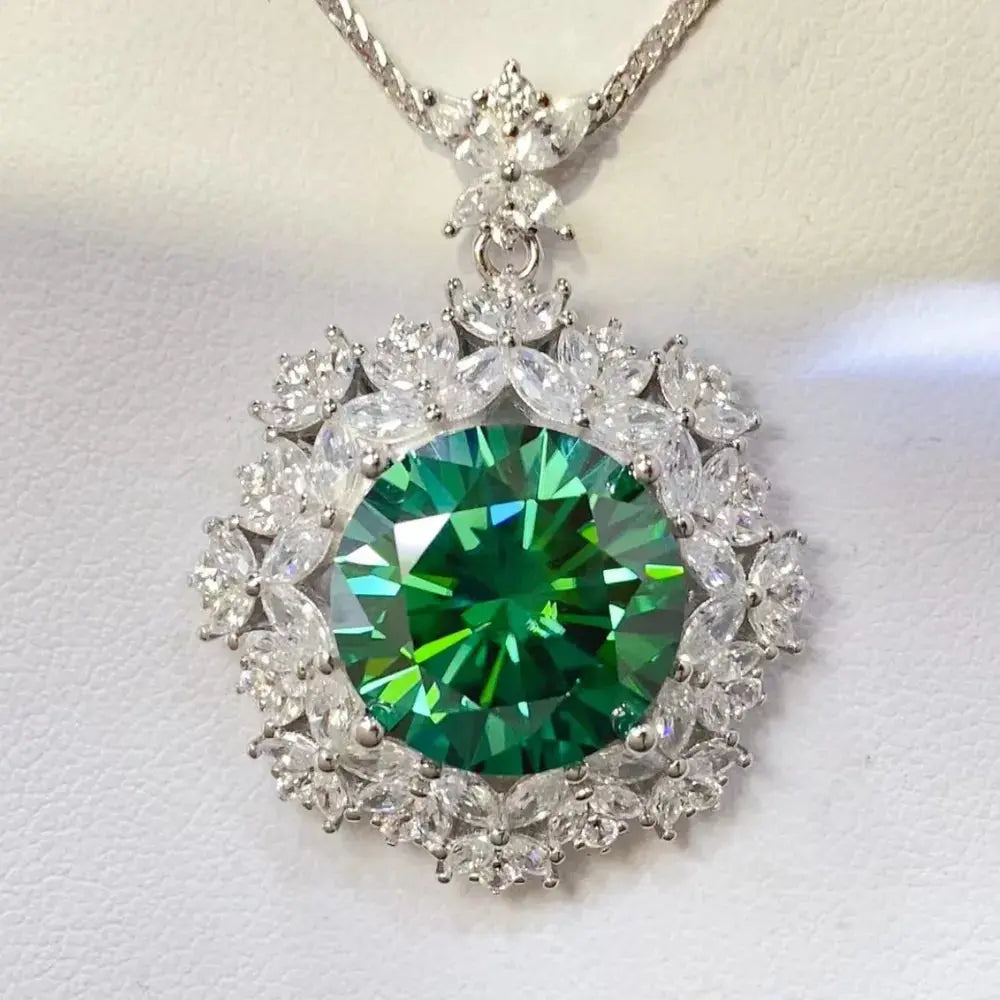 10 Carat Moissanite 925 Sterling Silver Pendant Necklace - SmileBen
