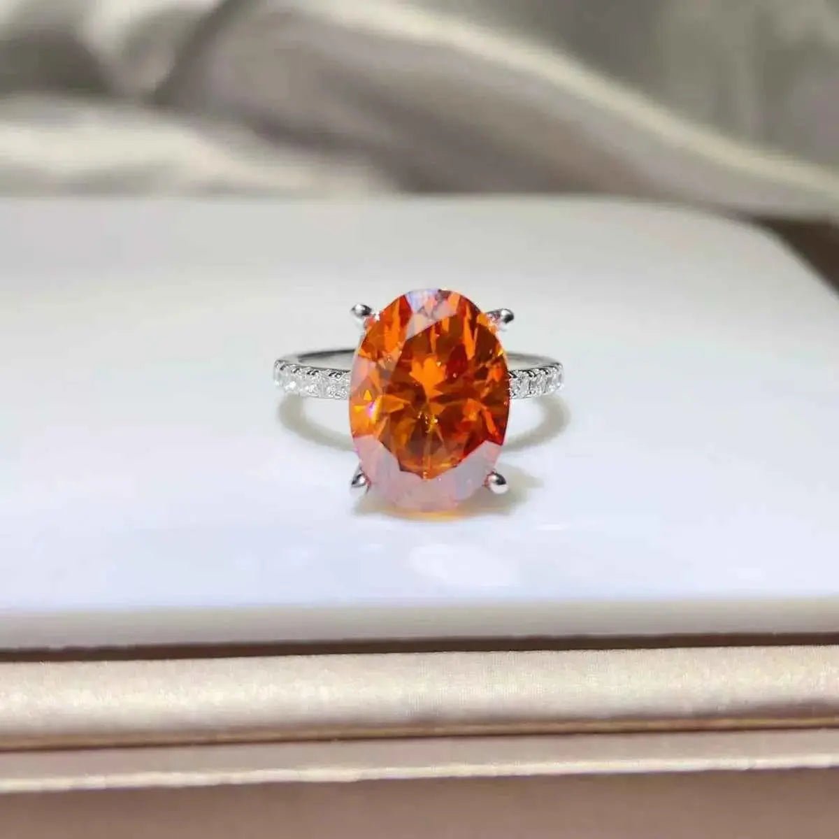 8 Carat Moissanite Oval 925 Sterling Silver Ring - SmileBen