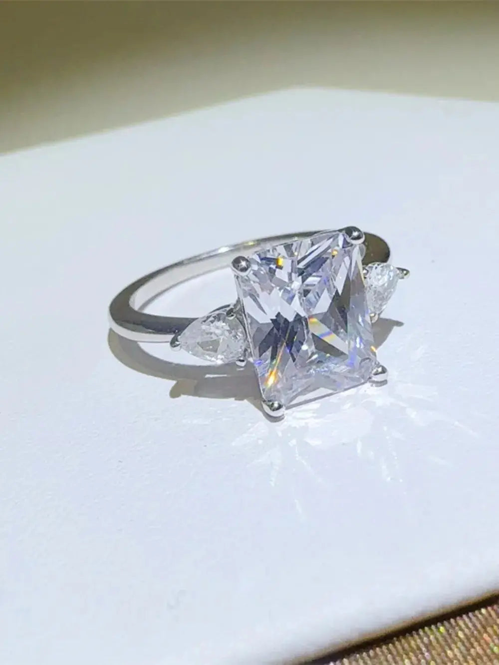 3 Carat Moissanite 925 Sterling Silver Square Shape Ring - SmileBen
