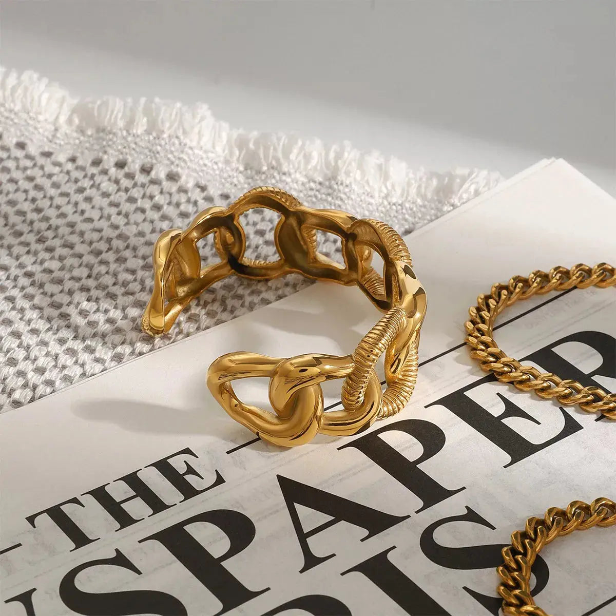 18K Gold-Plated Chain Link Open Bracelet - SmileBen