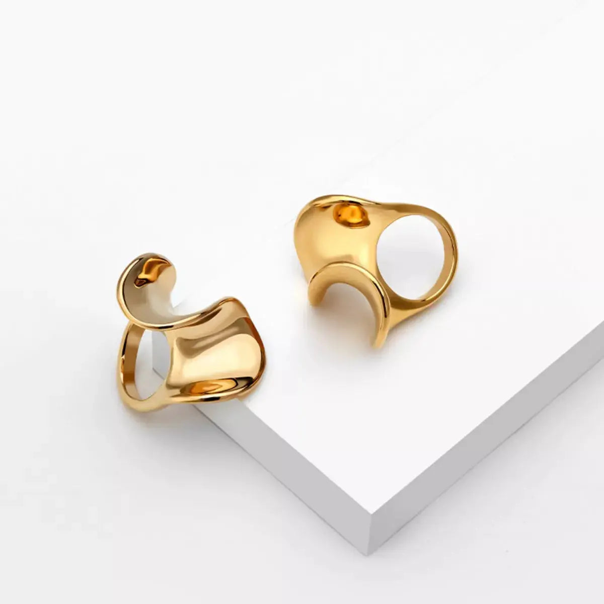 18K Gold-Plated Copper Geometric Sculptural Ring - SmileBen