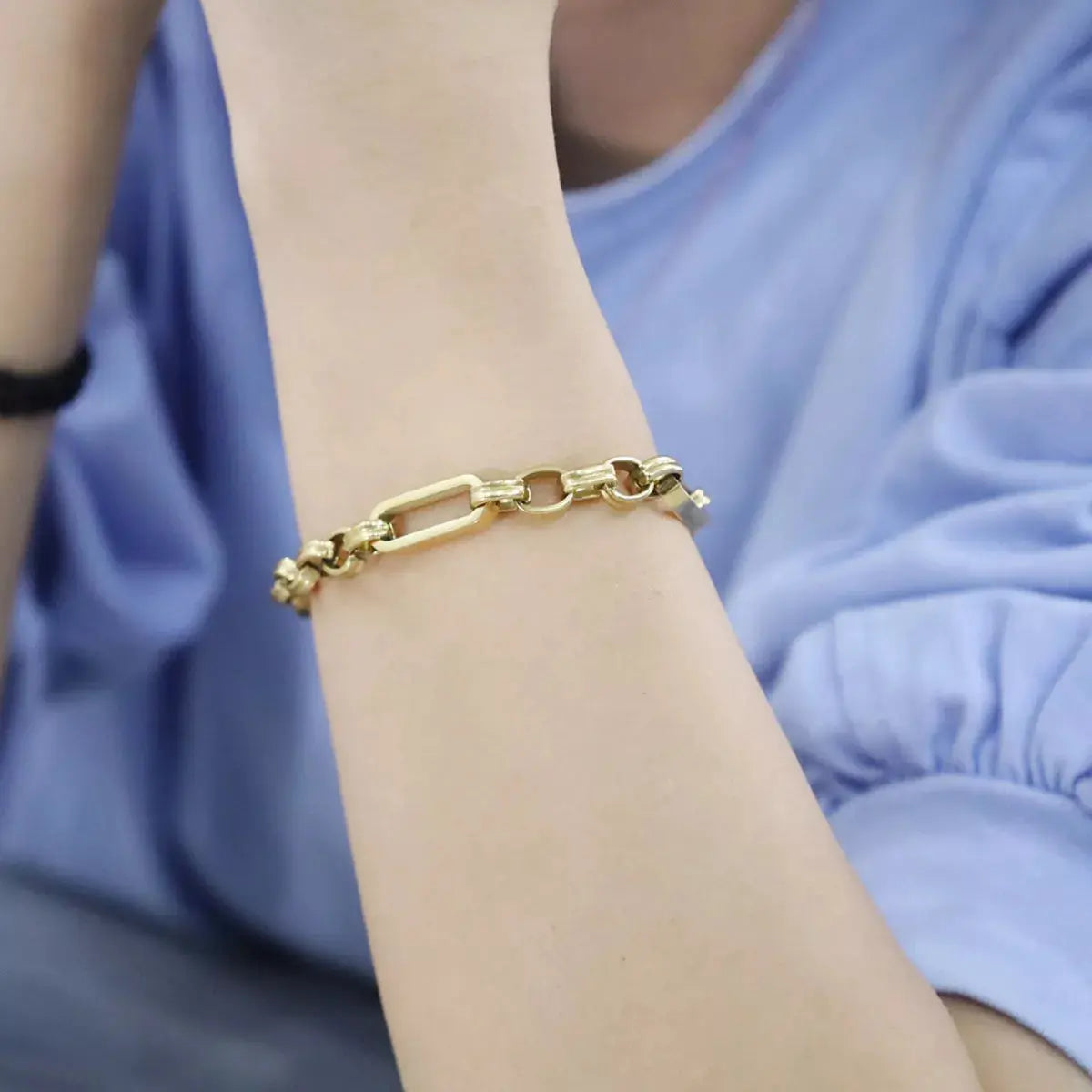 18K Gold-Plated Chunky Gold Chain Link Bracelet - SmileBen