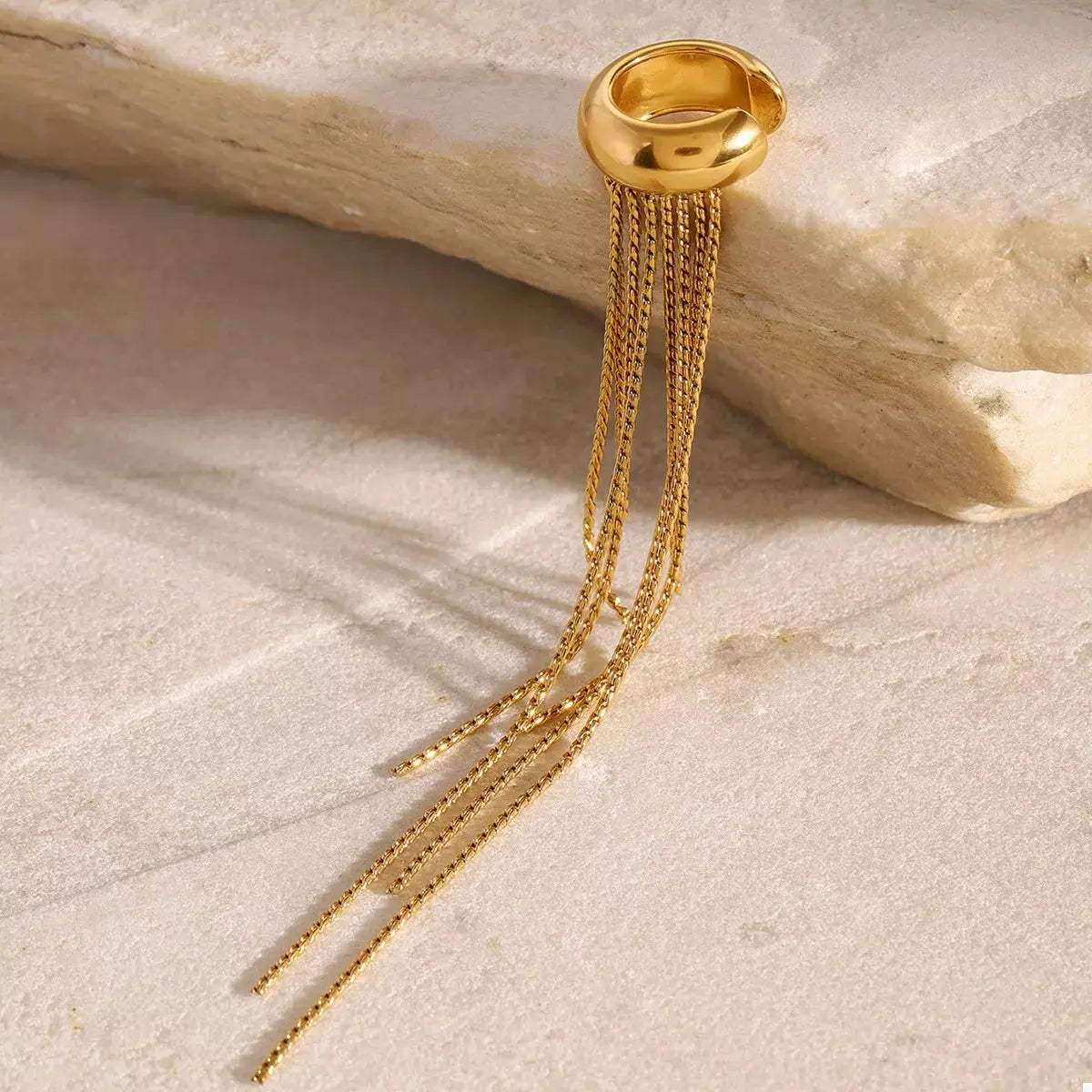18K Gold-Plated Chain Fringe Earrings - SmileBen