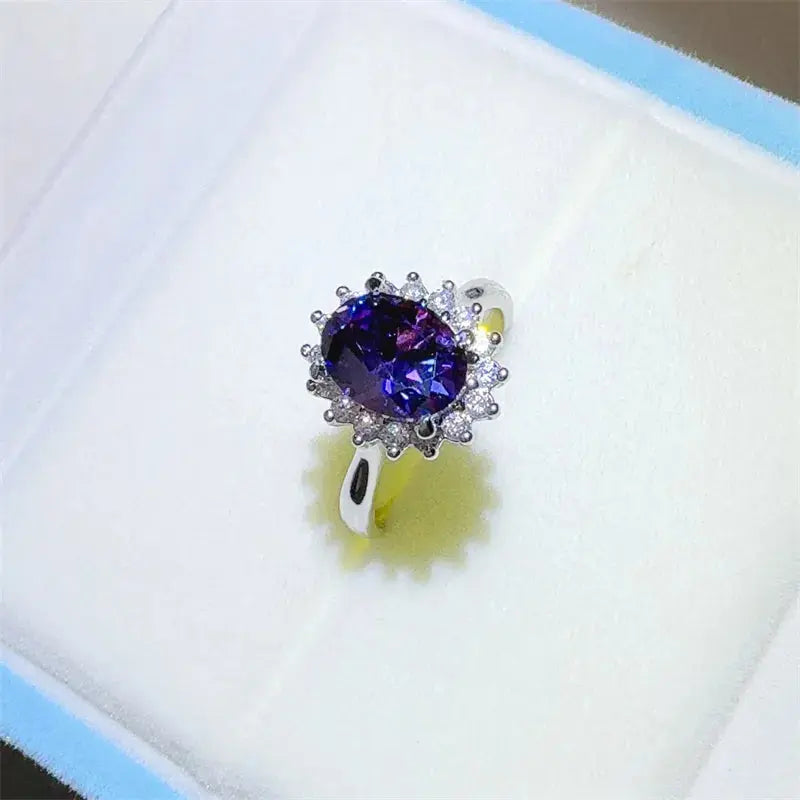 2 Carat 925 Sterling Silver Oval Moissanite Ring - SmileBen