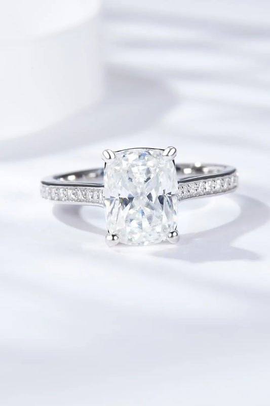 3 Carat Moissanite Platinum-Plated Side Stone Ring - SmileBen