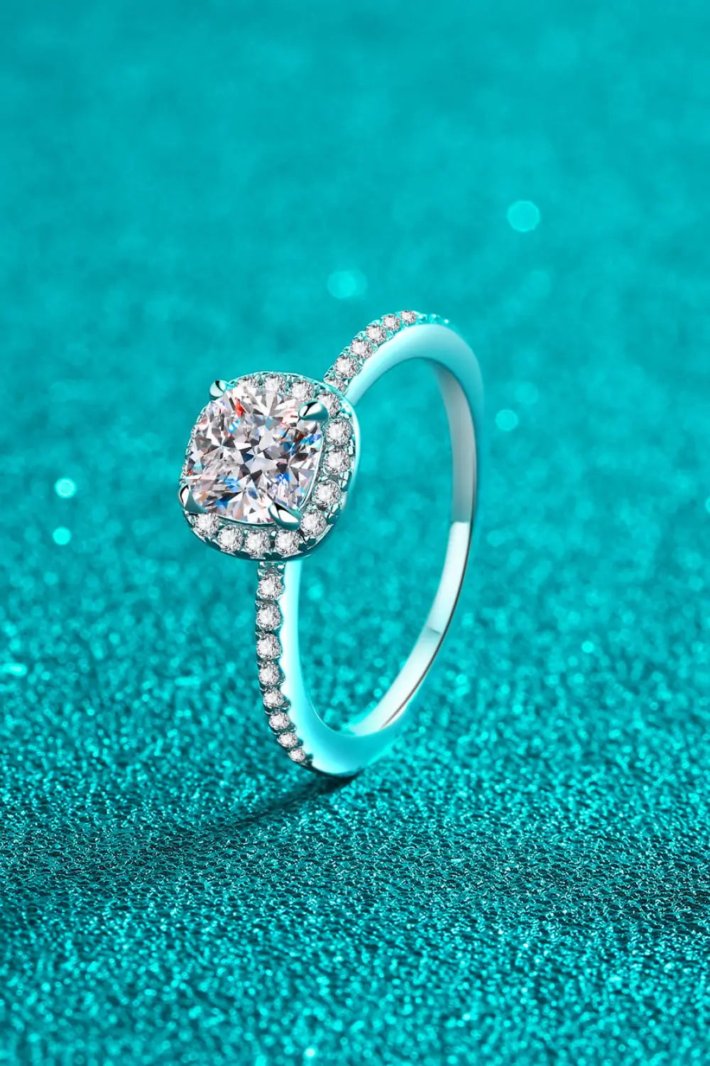 1 Carat Moissanite 925 Sterling Silver Halo Ring - SmileBen