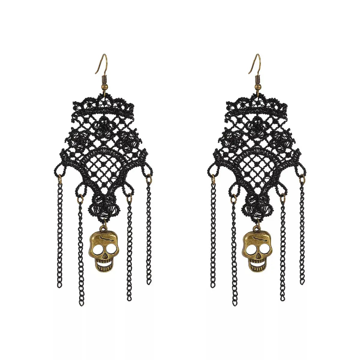 Halloween Lace Skull Necklace and Earrings Jewelry Set - SmileBen