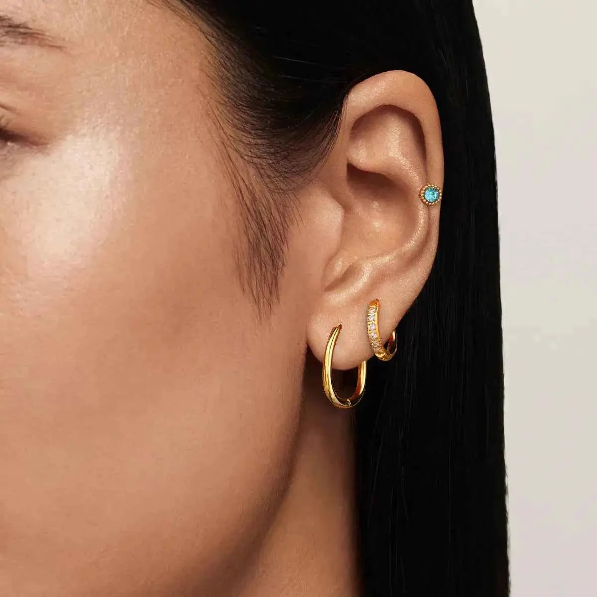 3-Piece 18K Gold-Plated Earrings