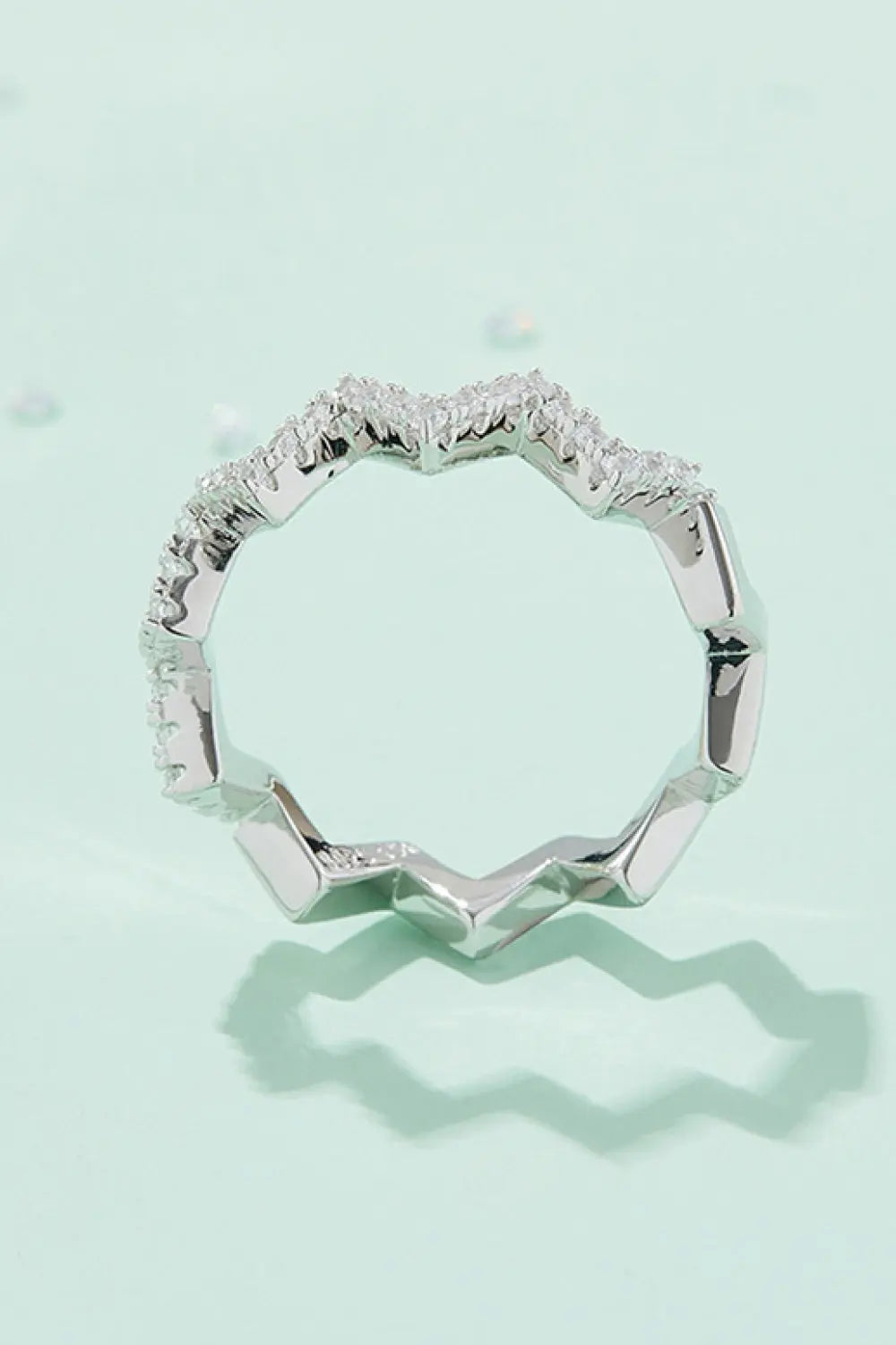 Moissanite Wavy Band Ring - SmileBen