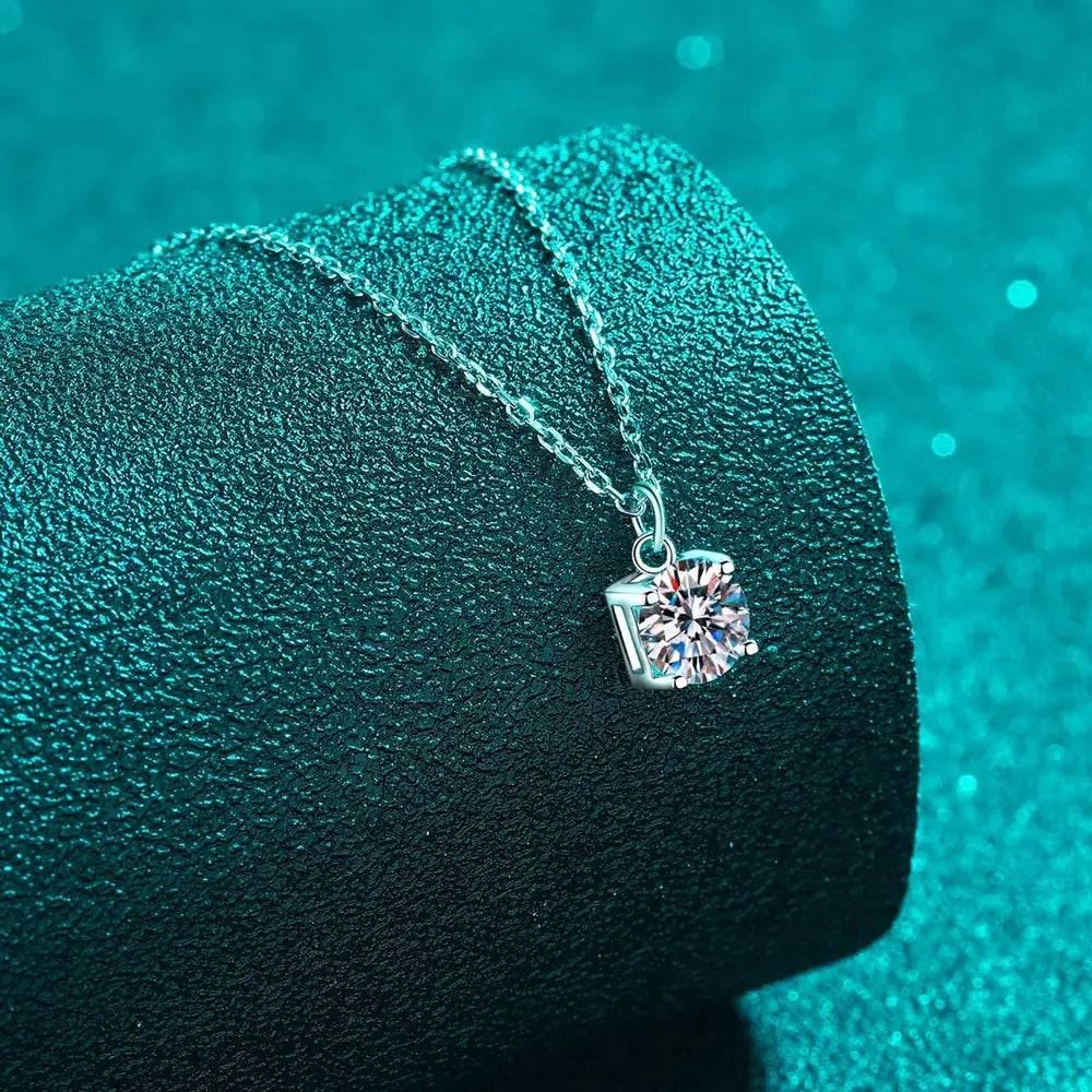 1 Carat Moissanite 925 Sterling Silver Necklace - SmileBen
