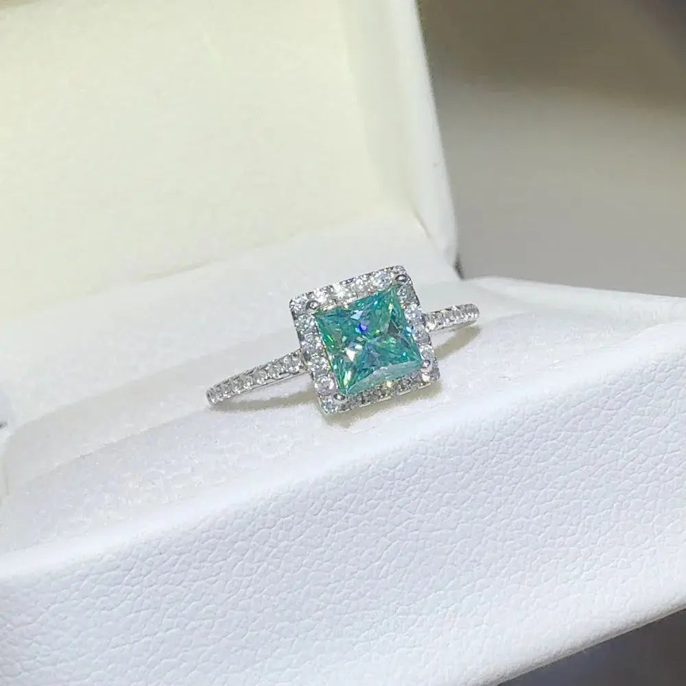 2 Carat 925 Sterling Silver Moissanite Square Shape Ring - SmileBen