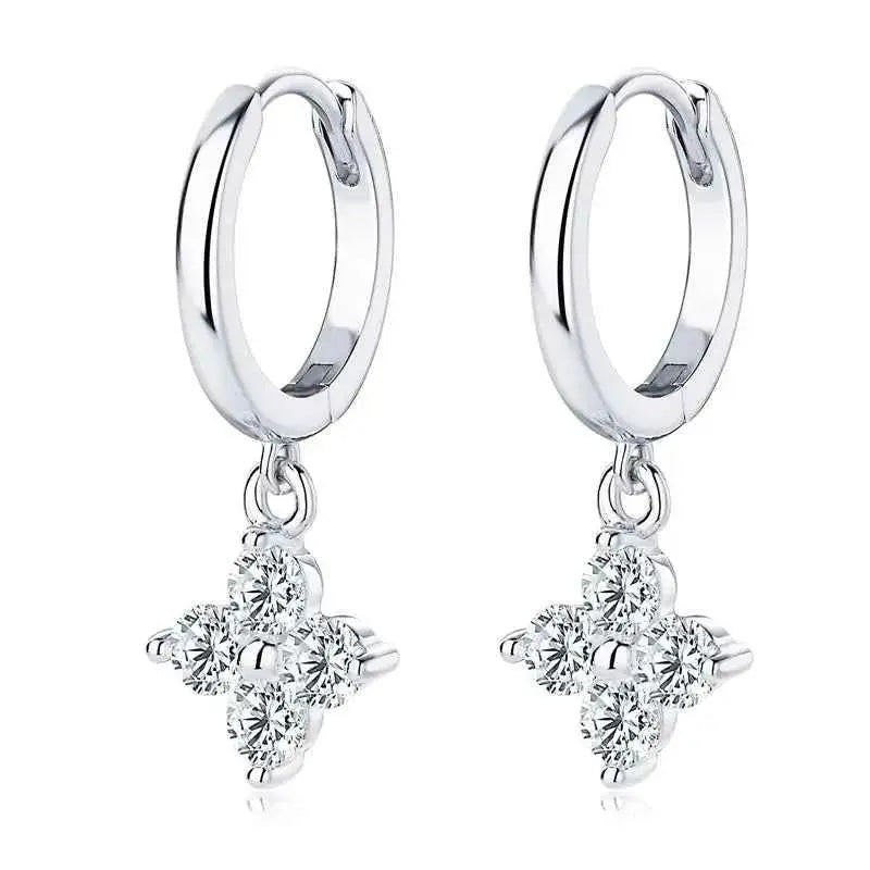 925 Sterling Silver Moissanite Hoop Drop Earrings - SmileBen