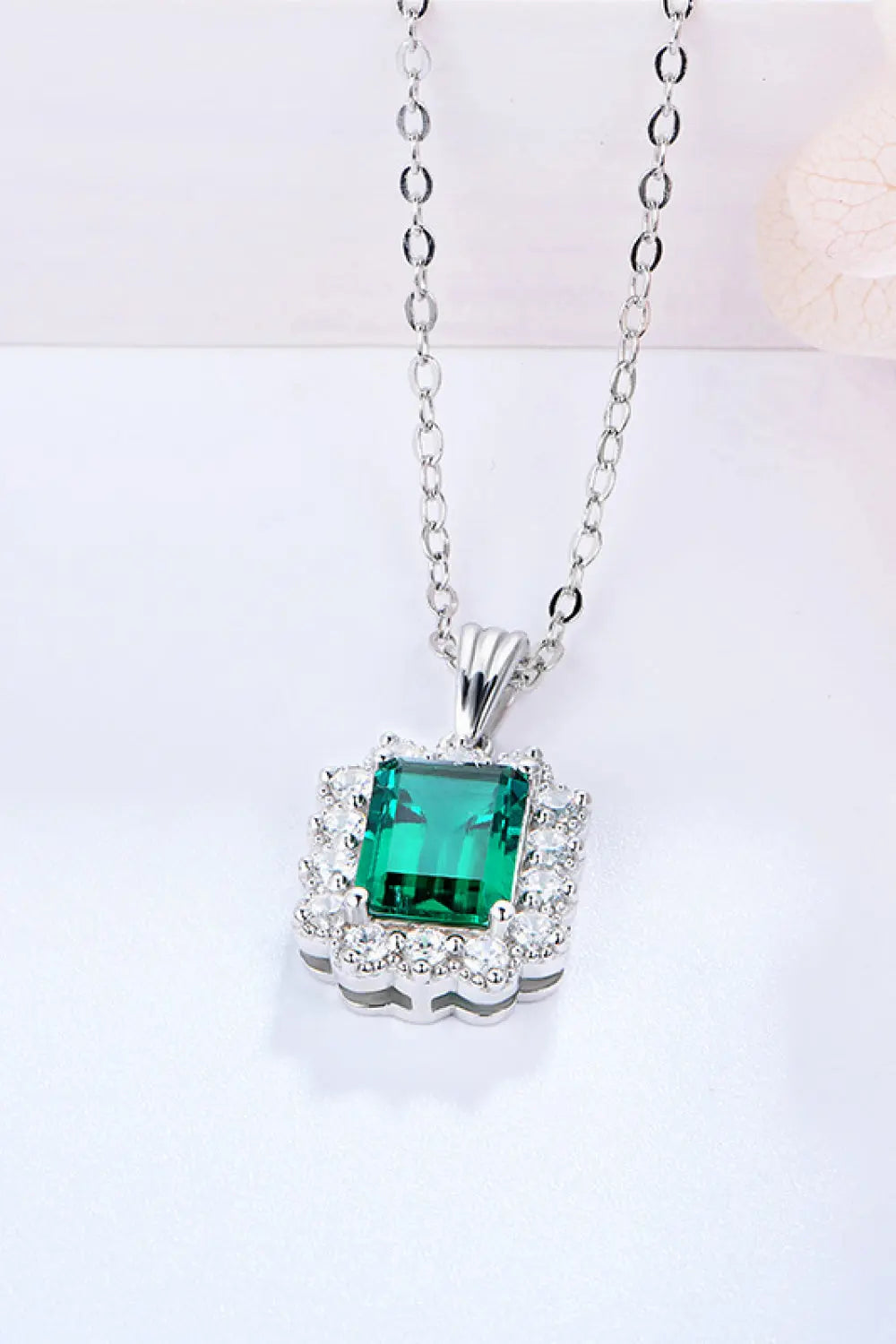 1.5 Carat Lab-Grown Emerald Pendant 925 Sterling Silver Necklace - SmileBen