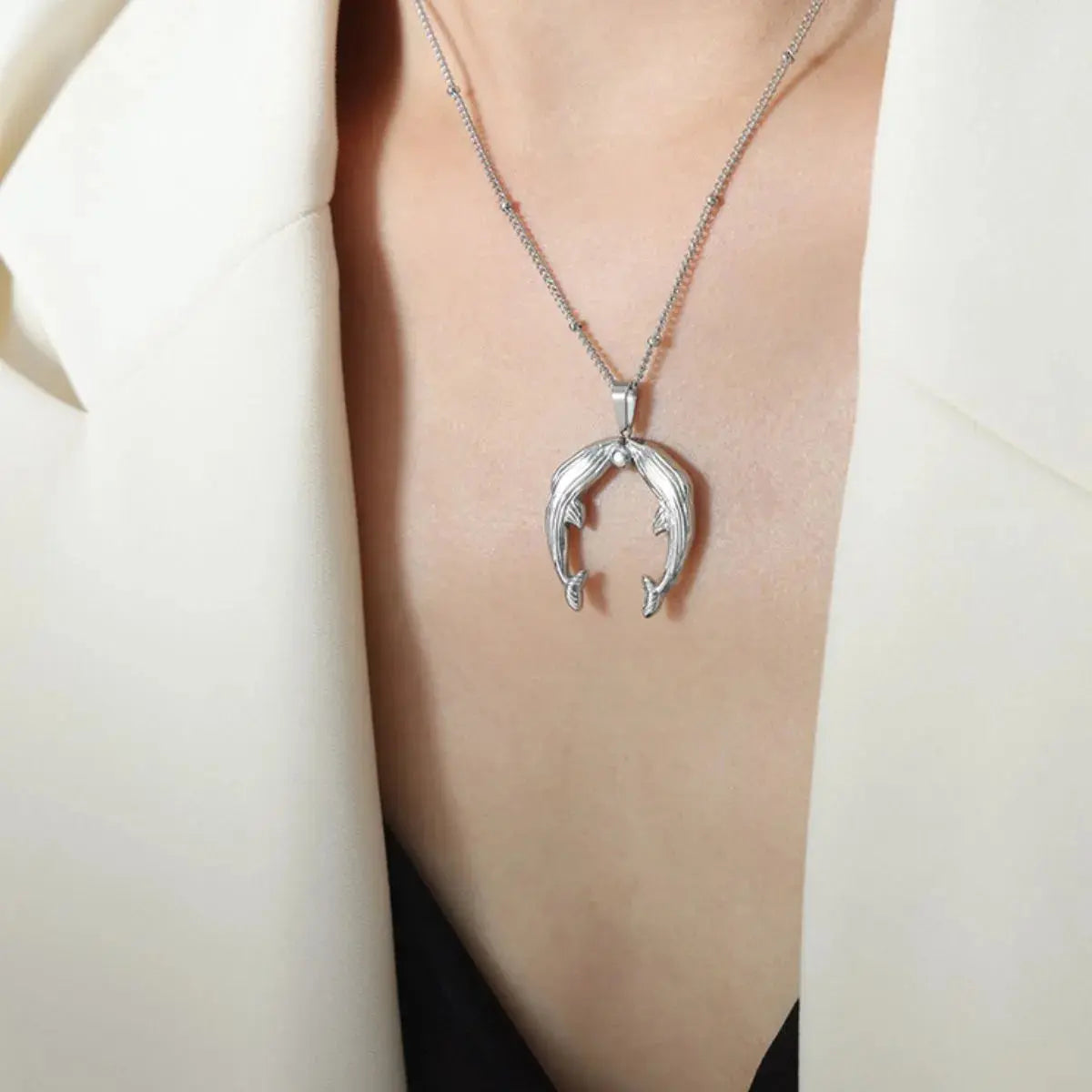 Gold Dolphin Jewelry Set with Necklace and Earrings - SmileBen