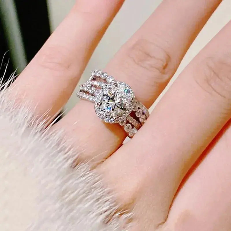 3 Carat Moissanite 925 Sterling Silver Layered Ring - SmileBen