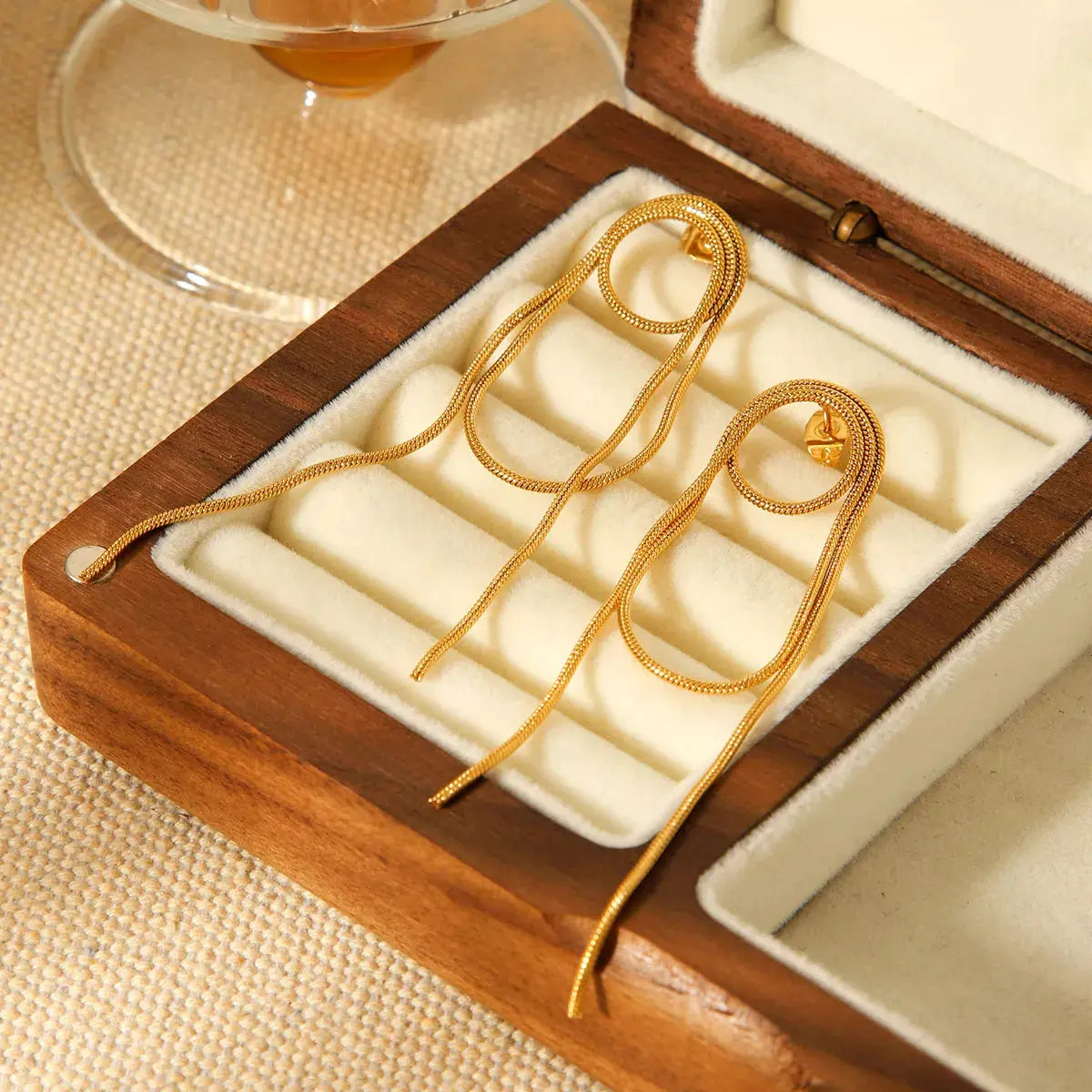 18K Gold-Plated Hoop Chain Earrings - SmileBen