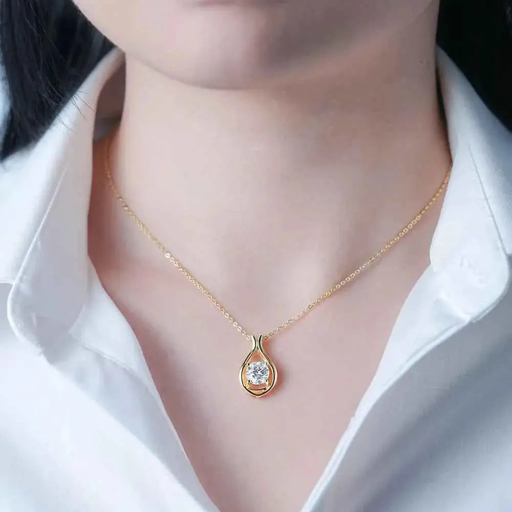 2 Carat Moissanite 925 Sterling Silver Pendant Necklace
