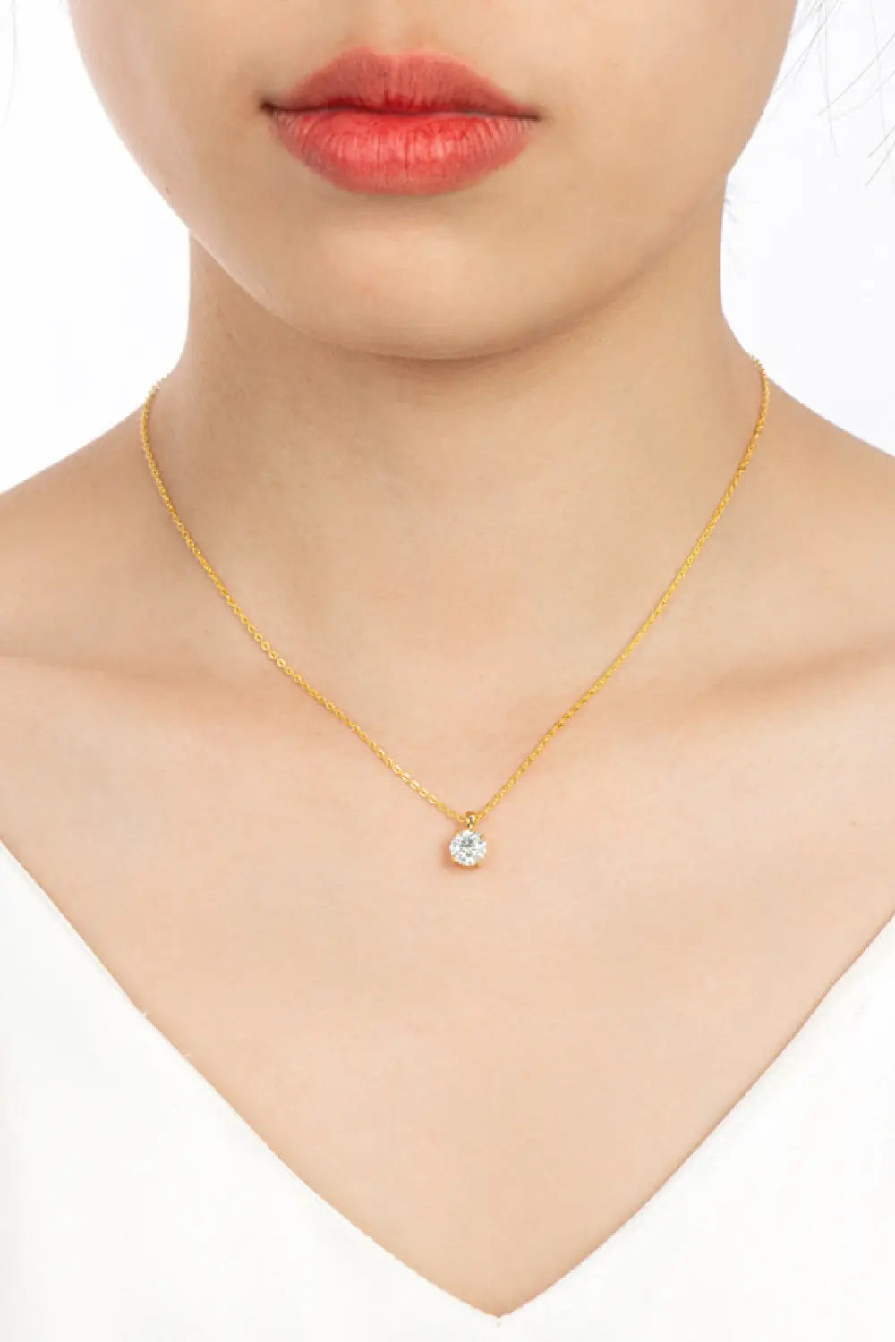 925 Sterling Silver 1 Carat Moissanite Chain-Link Necklace - SmileBen