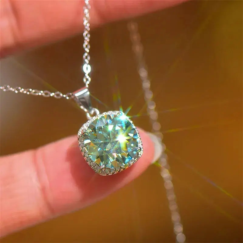 5 Carat Moissanite 925 Sterling Silver Pendant Necklace - SmileBen