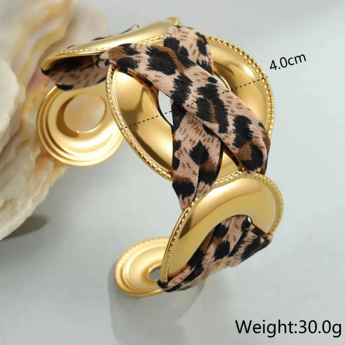 Leopard Ribbon 18K Gold-Plated Open Bracelet - SmileBen