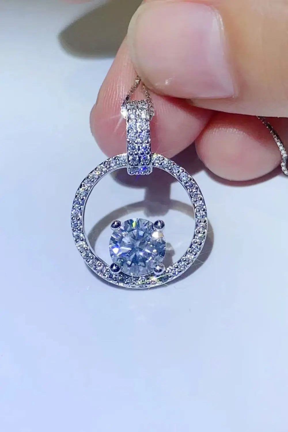 1 Carat Moissanite 925 Sterling Silver Necklace - SmileBen