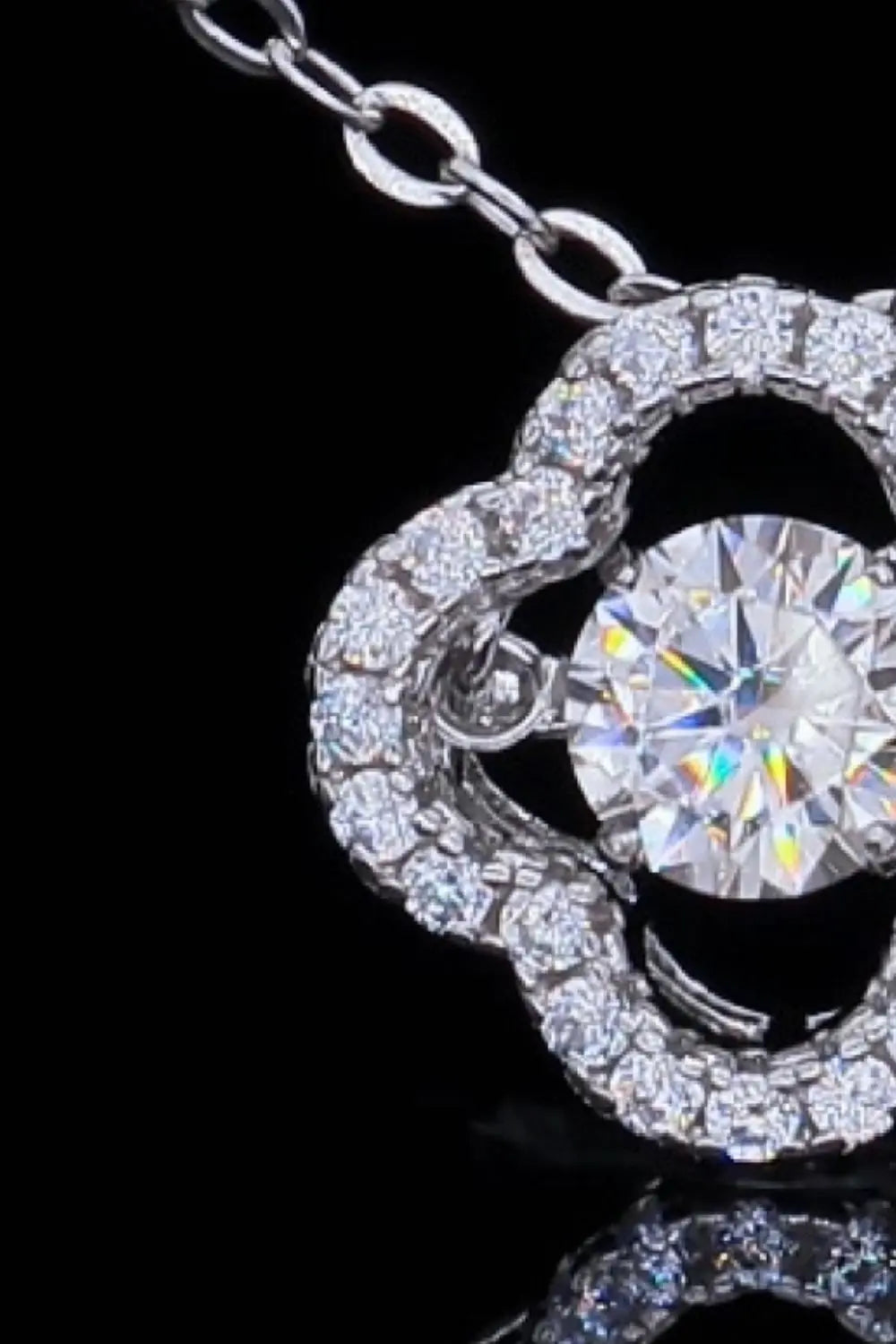 925 Sterling Silver Moissanite Flower Pendant Necklace - SmileBen