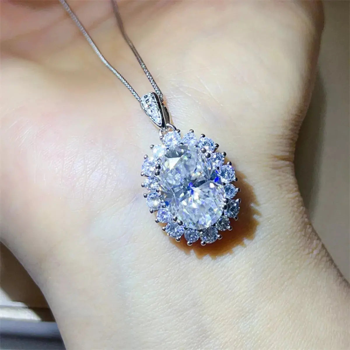 8 Carat Moissanite 925 Sterling Silver Pendant Necklace - SmileBen
