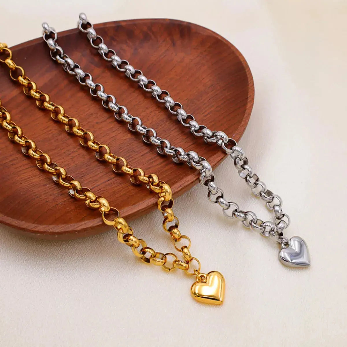 Heart Pendant Toggle Clasp Chain Necklace - SmileBen