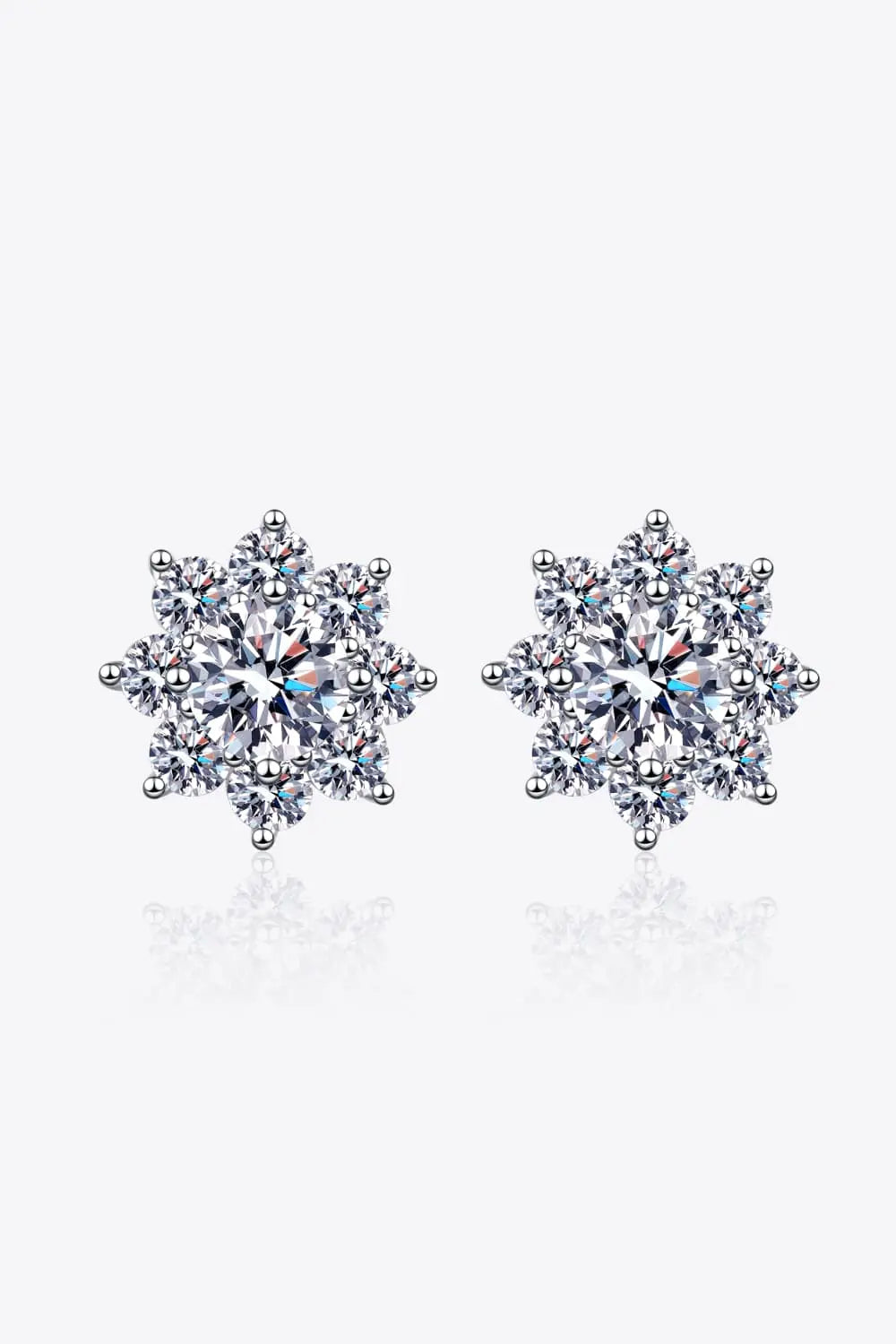 1 Carat Moissanite 925 Sterling Silver Flower Earrings - SmileBen