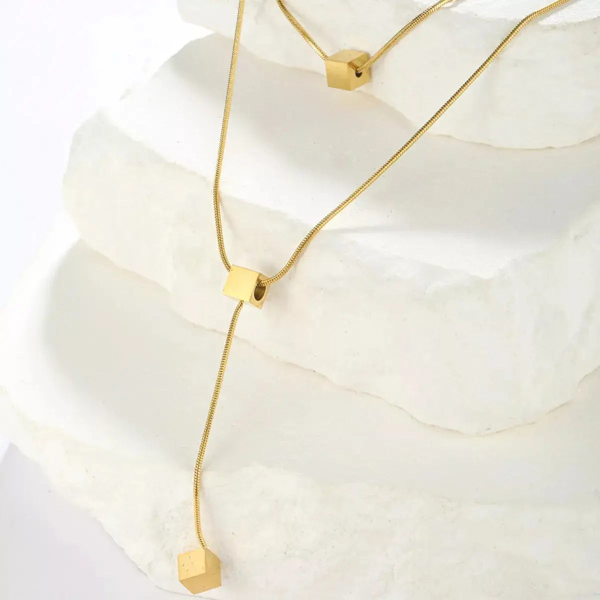18K Gold-Plated Double Layered Geometric Necklace - SmileBen