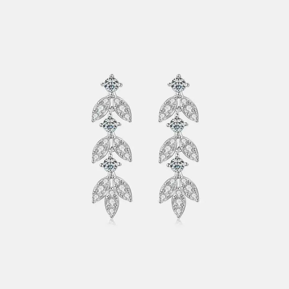 925 Sterling Silver Moissanite Leaf Earrings - SmileBen