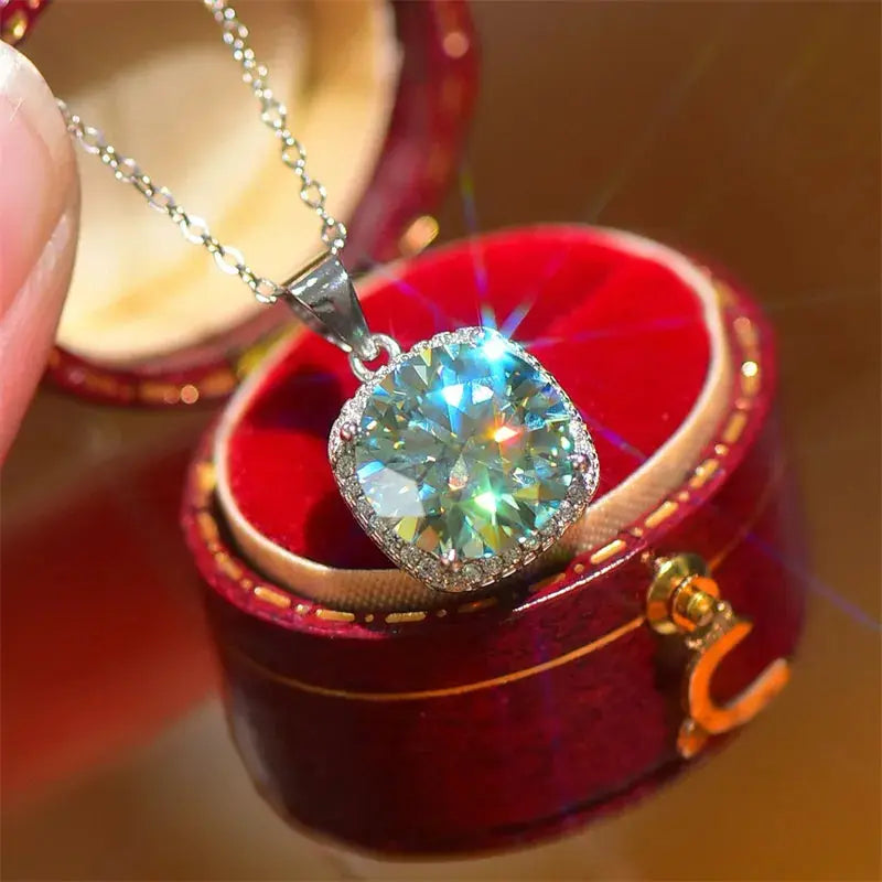 5 Carat Moissanite 925 Sterling Silver Pendant Necklace - SmileBen