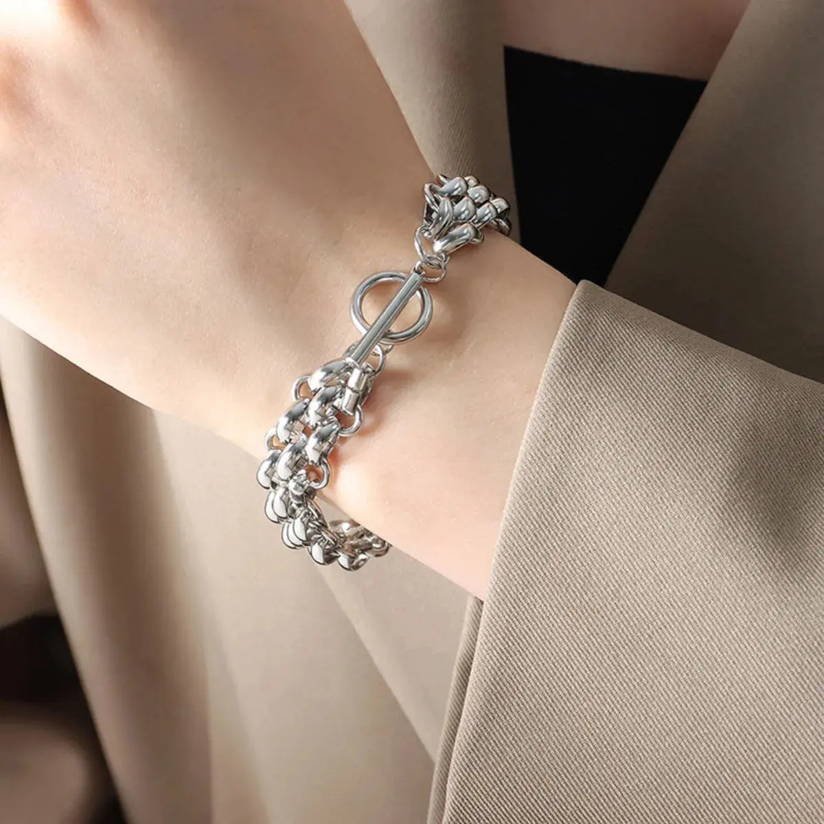 Gold Chain Link Jewelry Set with Necklace and Bracelet - SmileBen
