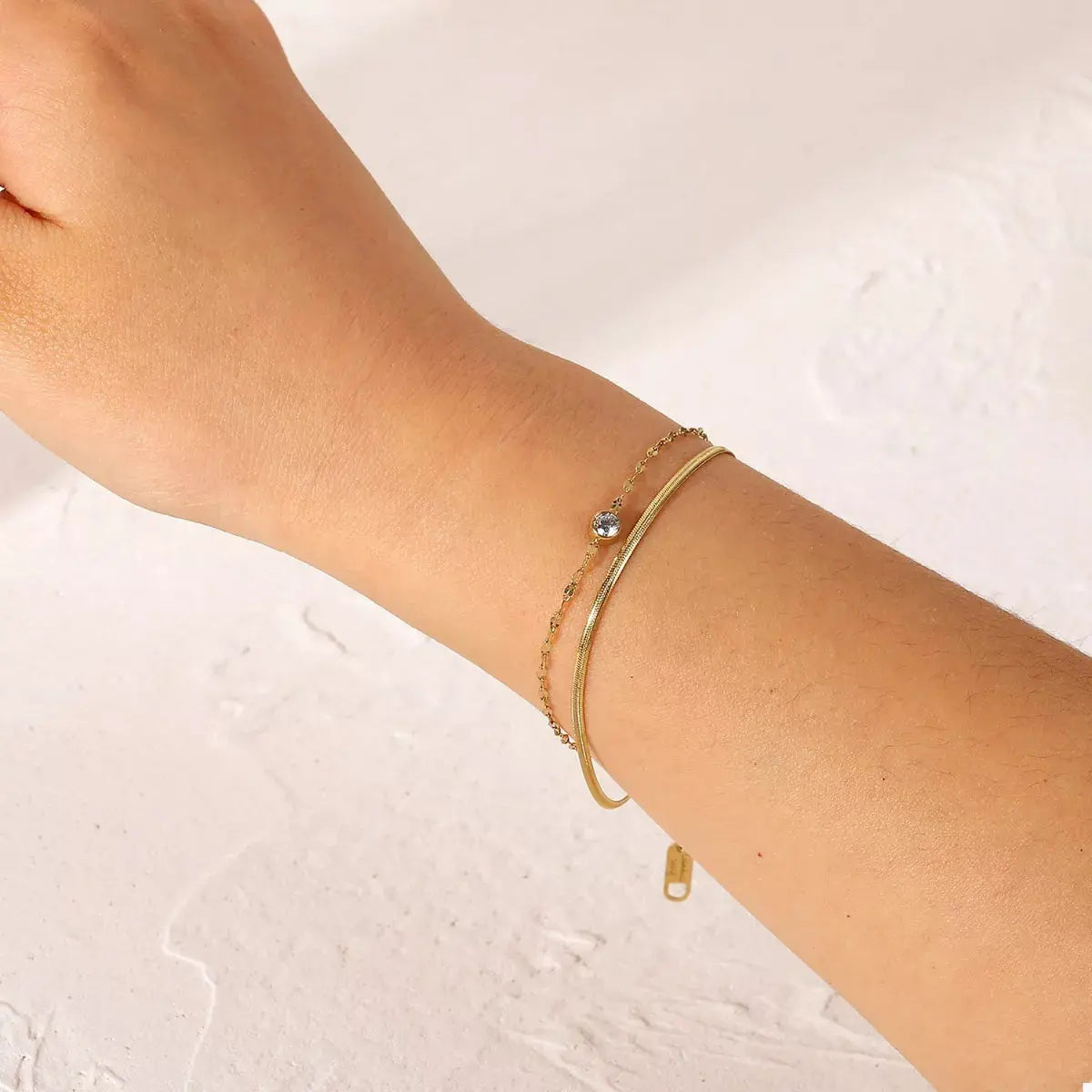 18K Gold-Plated Zircon Double Layered Bracelet - SmileBen