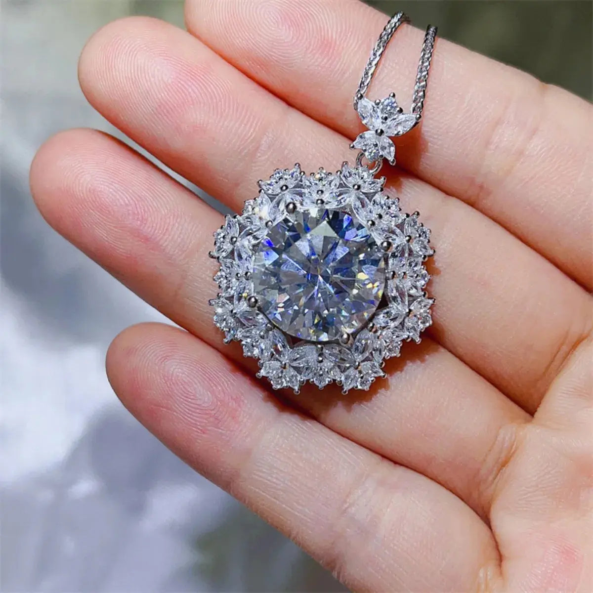 10 Carat Moissanite 925 Sterling Silver Necklace - SmileBen