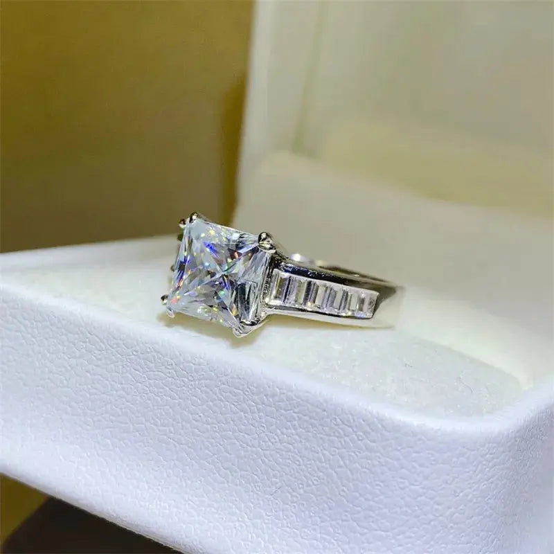 3 Carat Moissanite 925 Sterling Silver Square Shape Ring - SmileBen