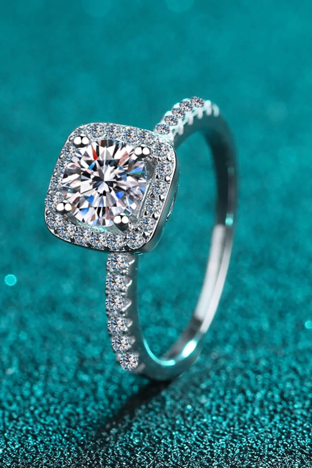 2 Carat Moissanite Square Halo Ring - SmileBen
