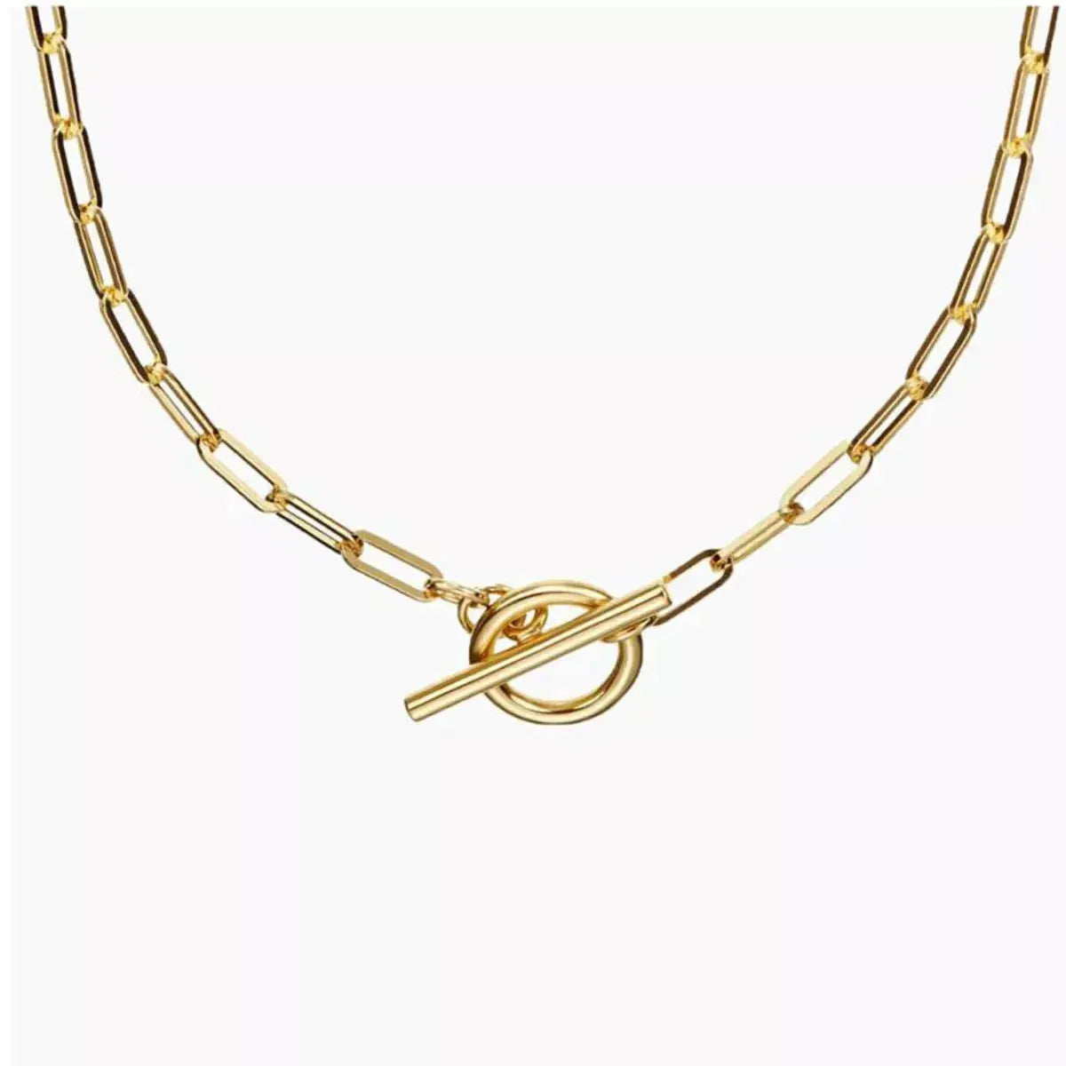 18K Gold-Plated Chain Link Toggle Clasp Necklace - SmileBen