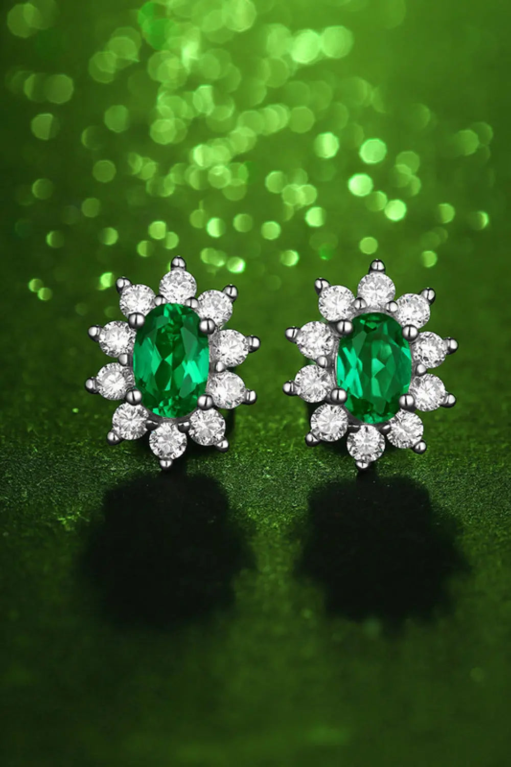 1 Carat Lab-Grown Emerald Stud Earrings - SmileBen