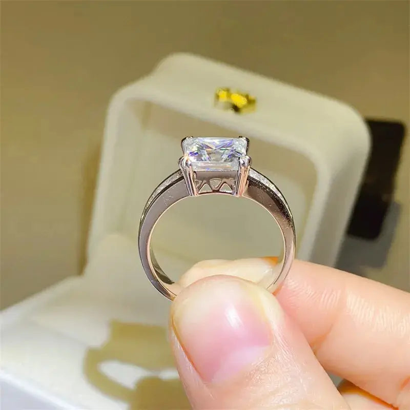 3 Carat Moissanite 925 Sterling Silver Square Shape Ring - SmileBen